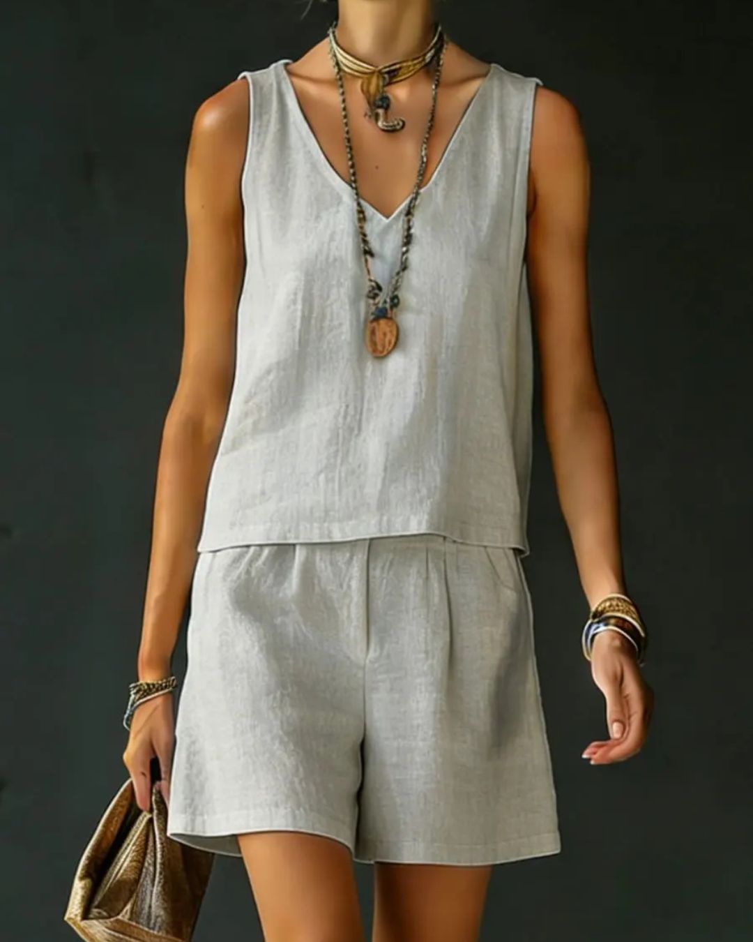 Willluxe® Sage Relaxed Shirt Drawstring Shorts Set