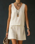 Willluxe® Sage Relaxed Shirt Drawstring Shorts Set