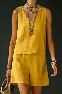 Willluxe® Sage Relaxed Shirt Drawstring Shorts Set