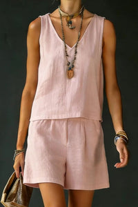 Willluxe® Sage Relaxed Shirt Drawstring Shorts Set