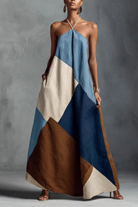 Willluxe® Boho Patchwork Halter Maxi Dress