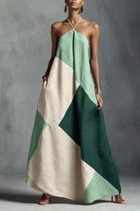 Willluxe® Boho Patchwork Halter Maxi Dress