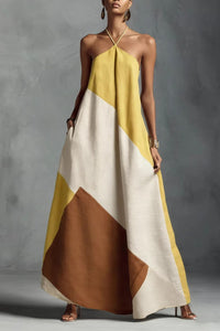 Willluxe® Boho Patchwork Halter Maxi Dress