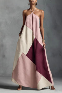 Willluxe® Boho Patchwork Halter Maxi Dress