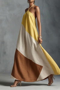 Willluxe® Boho Patchwork Halter Maxi Dress