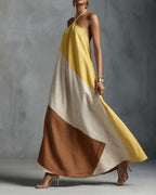 Willluxe® Boho Patchwork Halter Maxi Dress