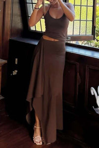 Willluxe® Backless Halter Neck Cami & Side Split Long Skirt Set