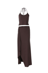 Willluxe® Backless Halter Neck Cami & Side Split Long Skirt Set