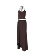 Willluxe® Backless Halter Neck Cami & Side Split Long Skirt Set