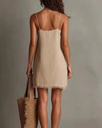 Willluxe® Fringed V-Neck Slip Mini Dress