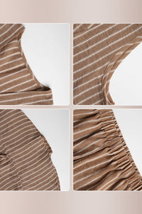 Willluxe® Striped V-Neck Peplum & Wide Leg Pants Two-Piece Set
