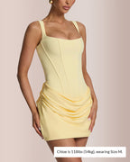 Willluxe® Square Neck Corset Ruched Mini Dress