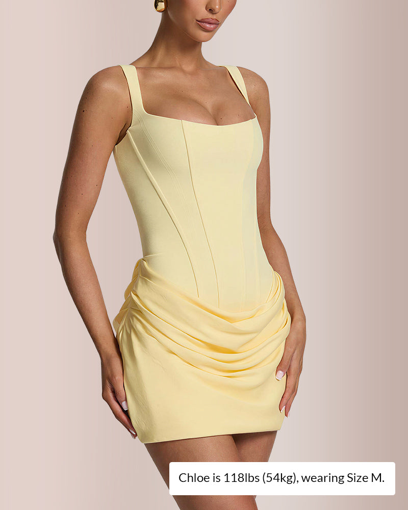 Willluxe® Square Neck Corset Ruched Mini Dress