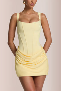 Willluxe® Square Neck Corset Ruched Mini Dress