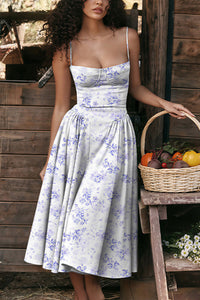 Willluxe® French Vintage Corset Midi Dress With Pockets