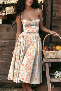 Willluxe® French Vintage Corset Midi Dress With Pockets