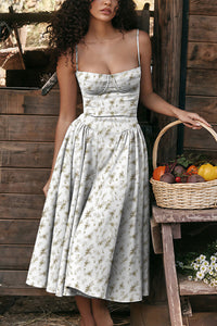 Willluxe® French Vintage Corset Midi Dress With Pockets