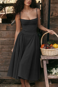 Willluxe® French Vintage Corset Midi Dress With Pockets