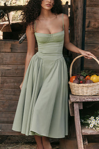 Willluxe® French Vintage Corset Midi Dress With Pockets