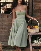 Willluxe® French Vintage Corset Midi Dress With Pockets