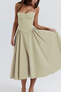 Willluxe® French Vintage Corset Midi Dress With Pockets