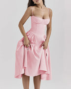 Willluxe® French Vintage Corset Midi Dress With Pockets