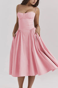 Willluxe® French Vintage Corset Midi Dress With Pockets