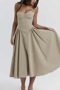 Willluxe® French Vintage Corset Midi Dress With Pockets