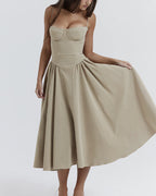 Willluxe® French Vintage Corset Midi Dress With Pockets