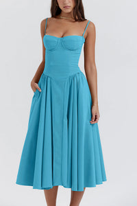Willluxe® French Vintage Corset Midi Dress With Pockets
