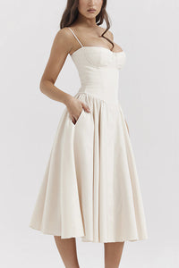 Willluxe® French Vintage Corset Midi Dress With Pockets
