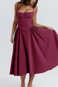 Willluxe® French Vintage Corset Midi Dress With Pockets