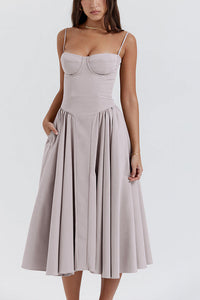 Willluxe® French Vintage Corset Midi Dress With Pockets