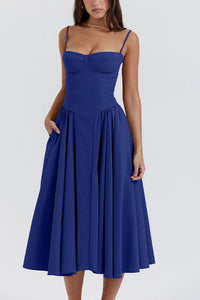 Willluxe® French Vintage Corset Midi Dress With Pockets