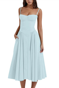 Willluxe® French Vintage Corset Midi Dress With Pockets