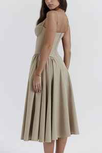 Willluxe® French Vintage Corset Midi Dress With Pockets