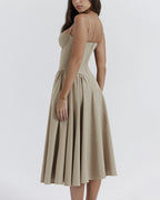Willluxe® French Vintage Corset Midi Dress With Pockets