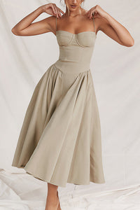 Willluxe® French Vintage Corset Midi Dress With Pockets