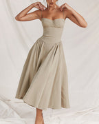 Willluxe® French Vintage Corset Midi Dress With Pockets