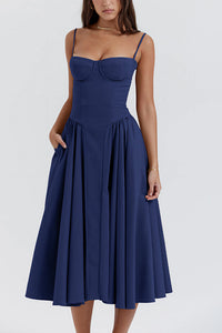 Willluxe® French Vintage Corset Midi Dress With Pockets