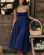 Willluxe® French Vintage Corset Midi Dress With Pockets