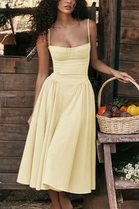 Willluxe® French Vintage Corset Midi Dress With Pockets