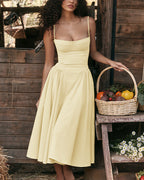 Willluxe® French Vintage Corset Midi Dress With Pockets