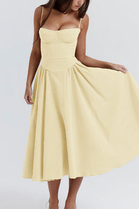 Willluxe® French Vintage Corset Midi Dress With Pockets