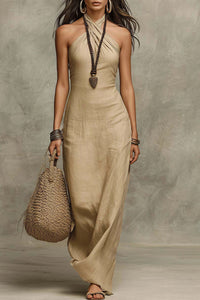 Willluxe® Elegant Halter Neck Sleeveless Maxi Dress