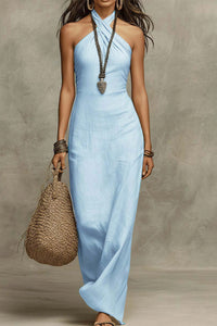 Willluxe® Elegant Halter Neck Sleeveless Maxi Dress