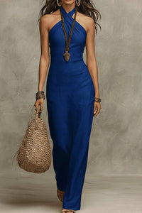 Willluxe® Elegant Halter Neck Sleeveless Maxi Dress
