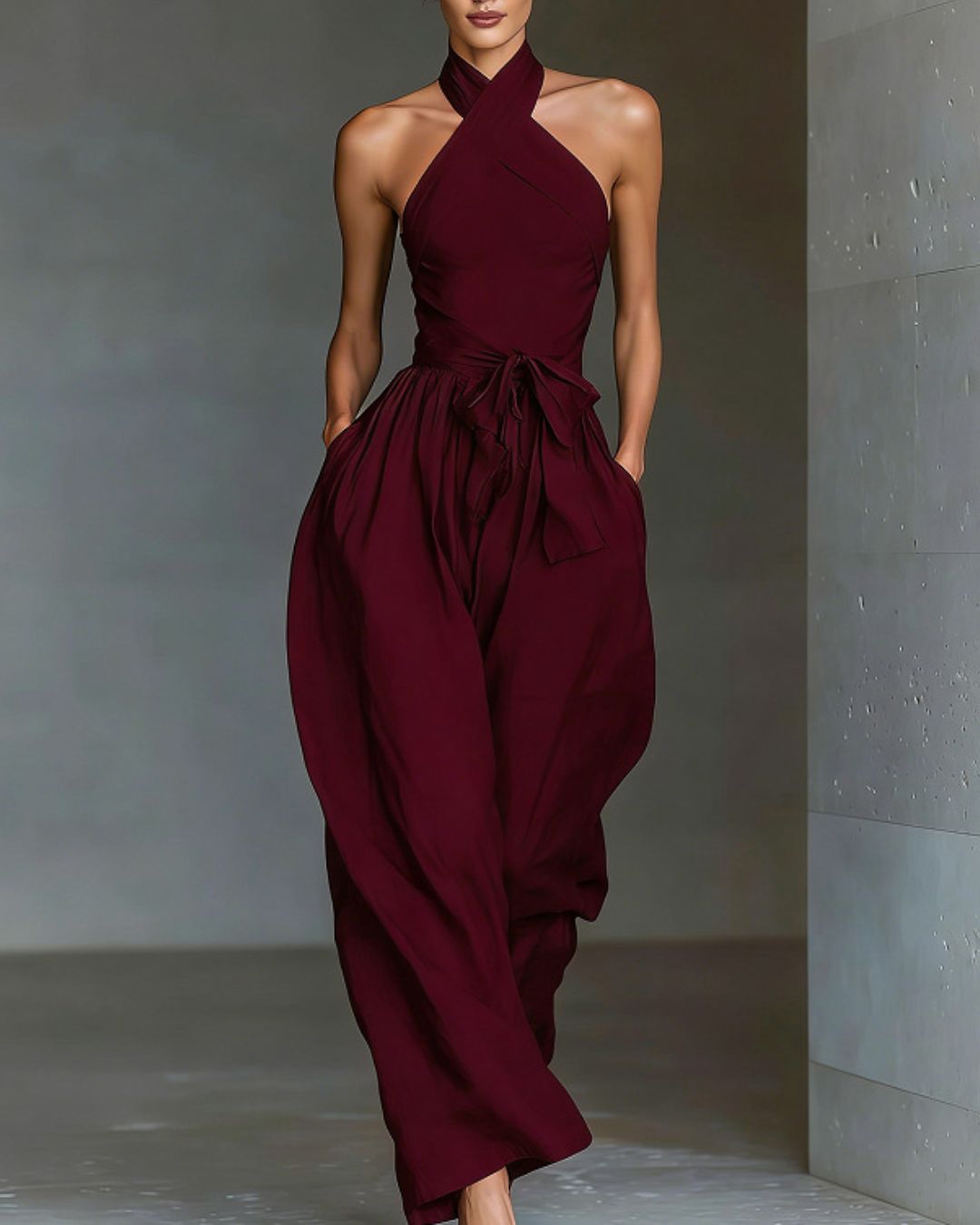 Willluxe® Elegant Cross Halter Backless Jumpsuit
