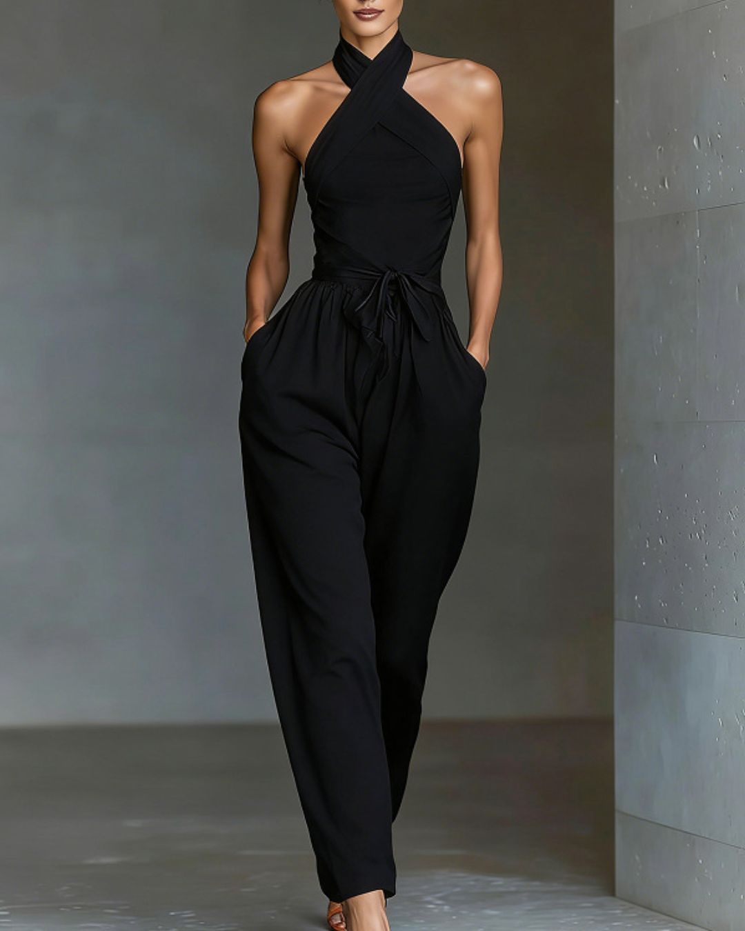 Willluxe® Elegant Cross Halter Backless Jumpsuit