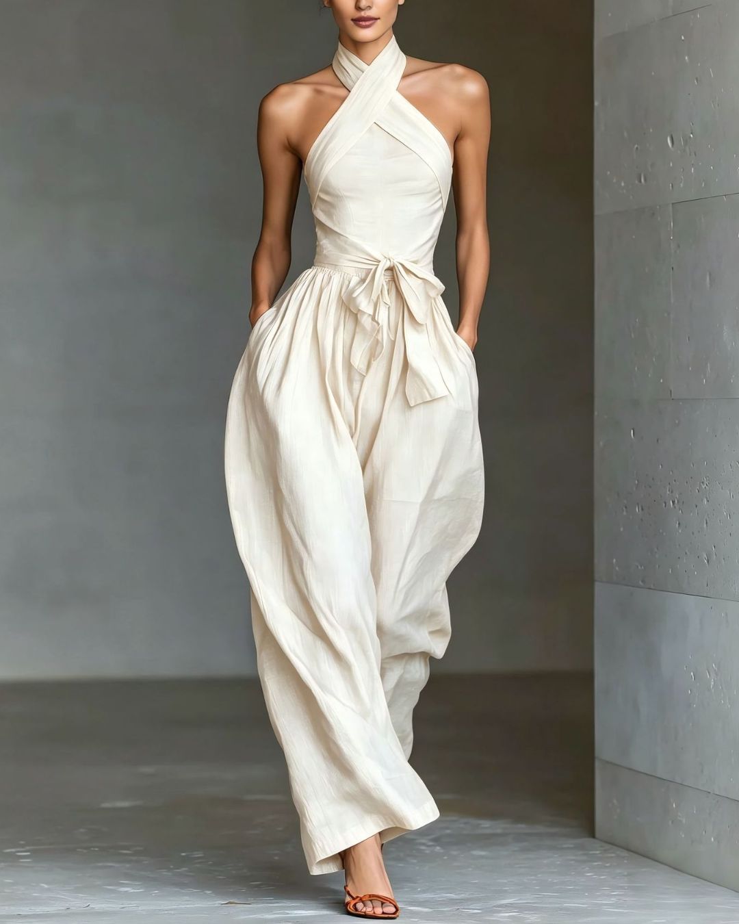 Willluxe® Elegant Cross Halter Backless Jumpsuit